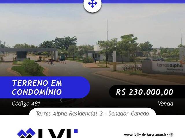 #481 - Terreno em condomínio para Venda em Senador Canedo - GO - 1